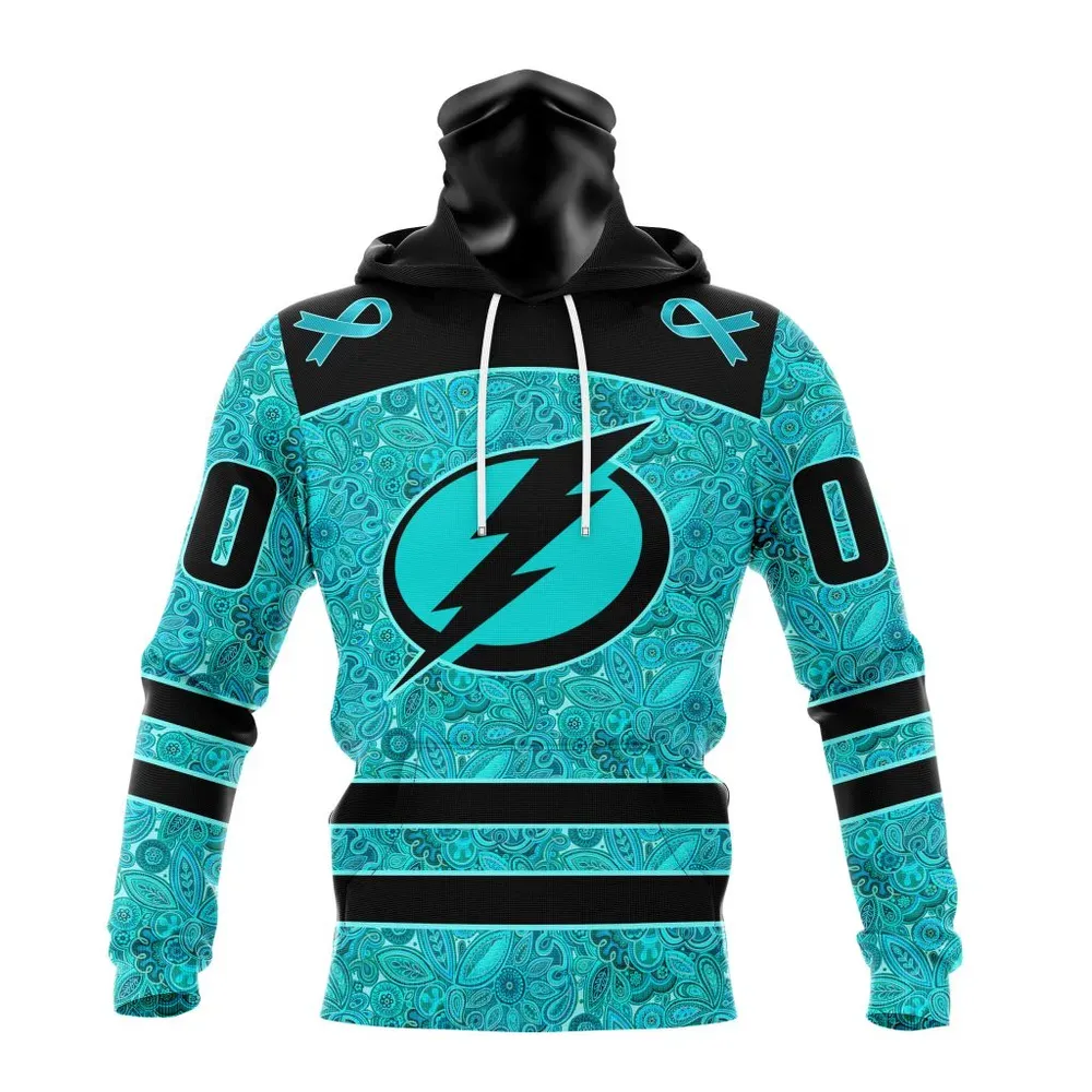 NHL Tampa Bay Lightning Special Design Fight Ovarian Cancer St2201 Mask Hoodie