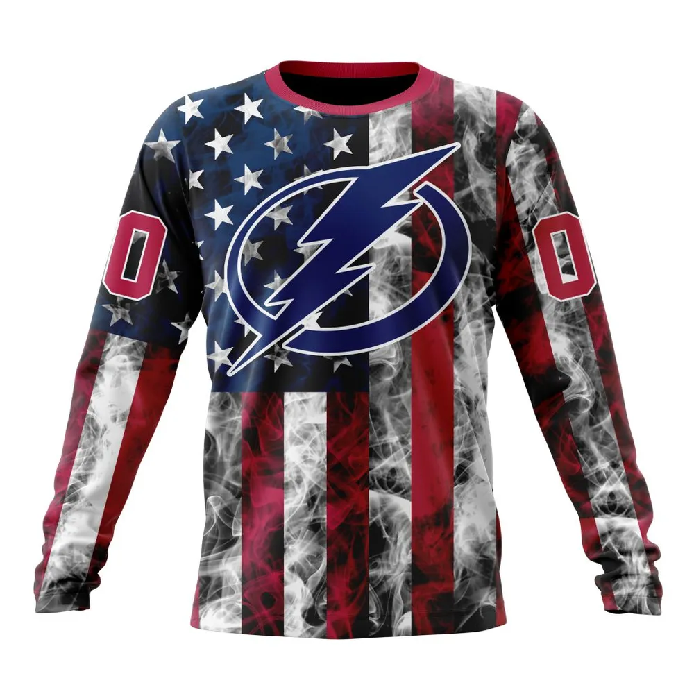 NHL Tampa Bay Lightning Special Design For Independence Day The Fourth Of July St2401 Long Sleeved Sweatshirt 