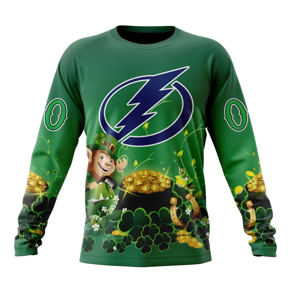 NHL Tampa Bay Lightning Special Design For St. Patrickâ€™S Day St2403 Long Sleeved Sweatshirt 