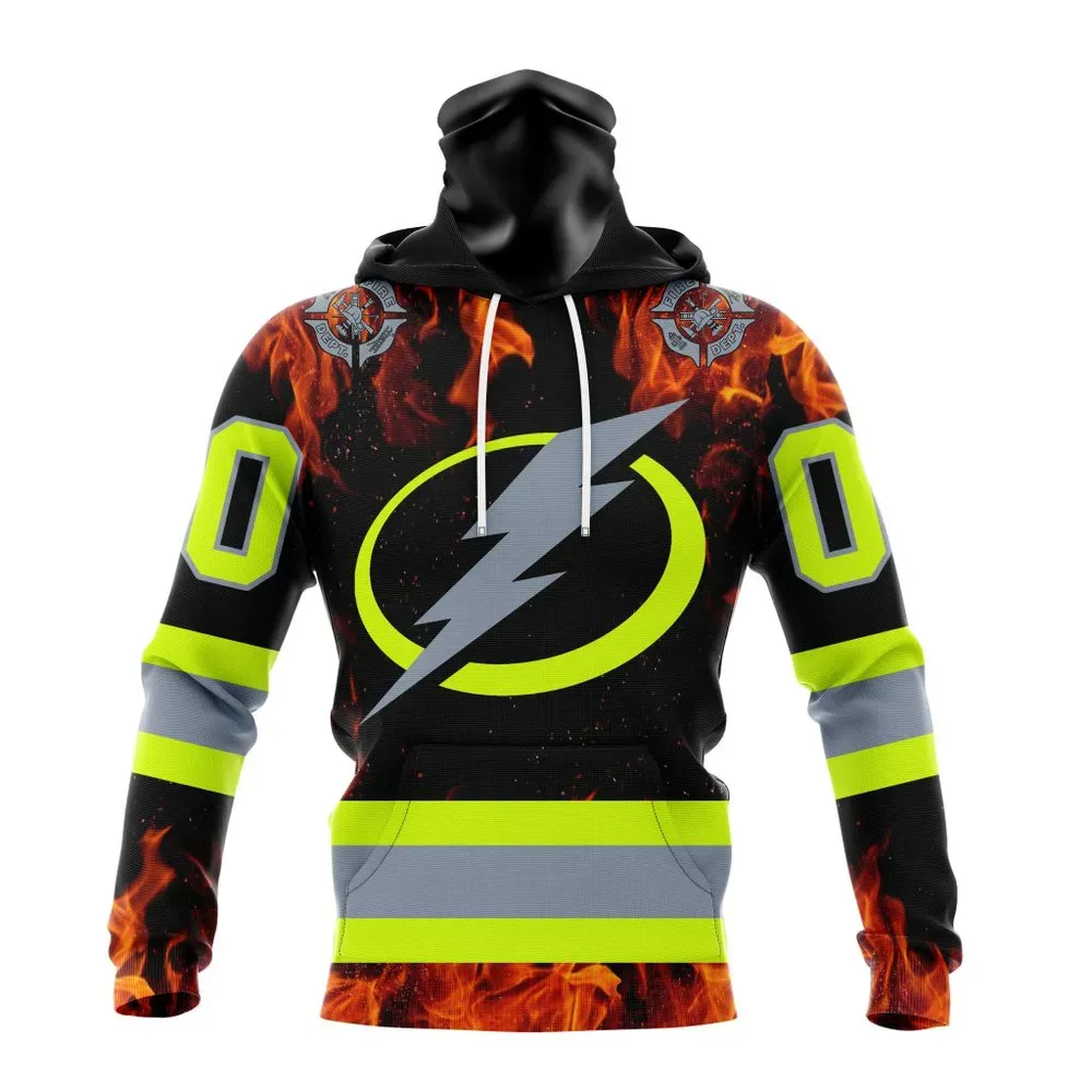 NHL Tampa Bay Lightning Special Design Honoring Firefighters St2401 Mask Hoodie