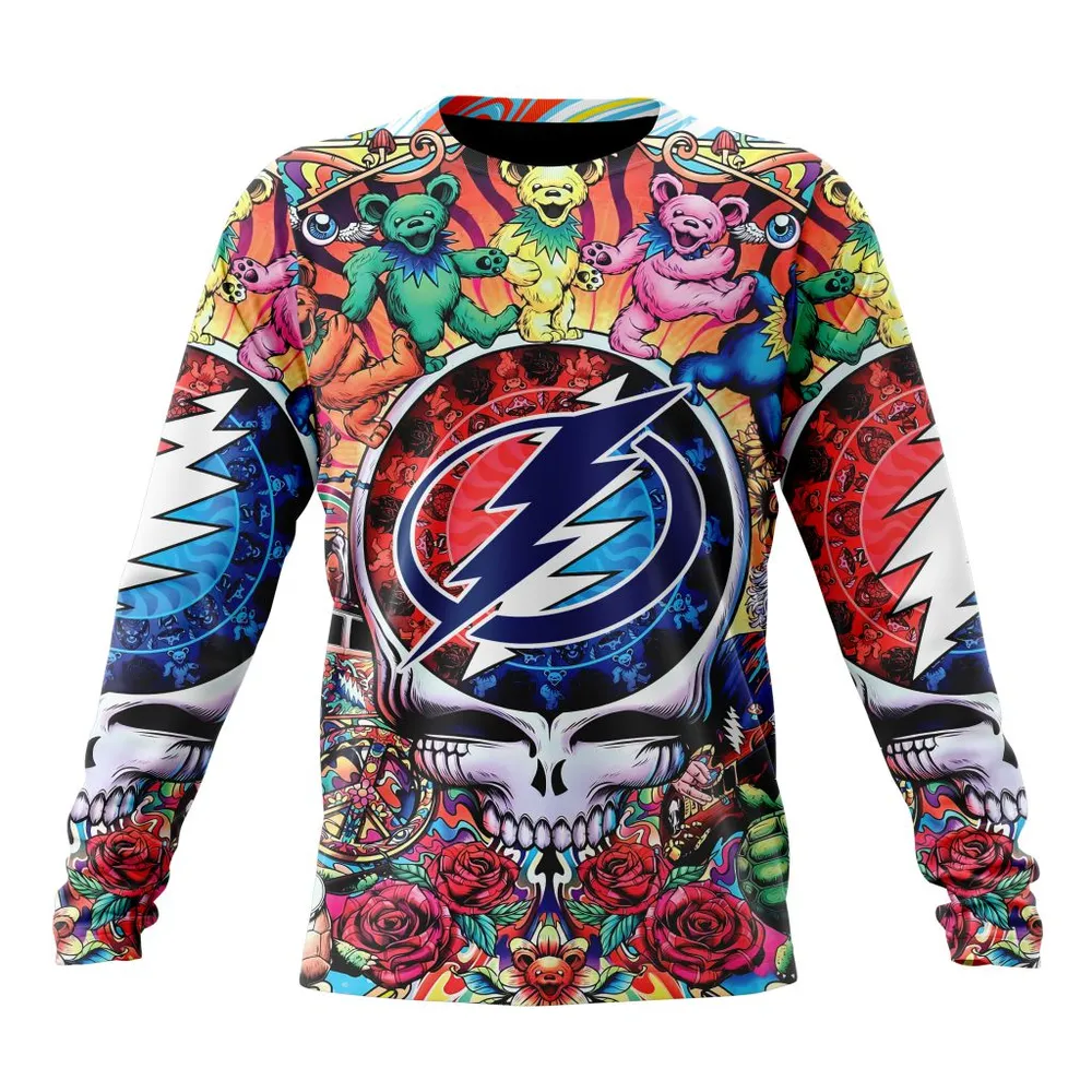 NHL Tampa Bay Lightning Special Grateful Dead Design St2304 Long Sleeved Sweatshirt 