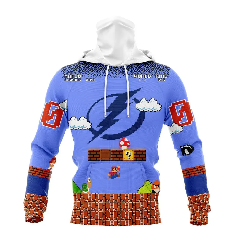 NHL Tampa Bay Lightning Special Kits With Super Mario Game Design Mask Hoodie