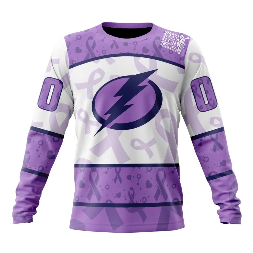 NHL Tampa Bay Lightning Special Lavender Fight Cancer St2201 Long Sleeved Sweatshirt 