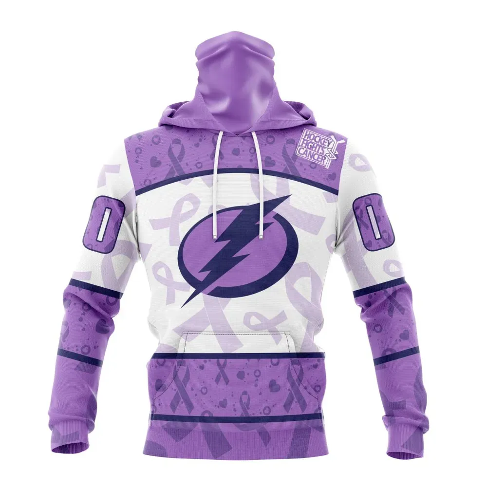 NHL Tampa Bay Lightning Special Lavender Fight Cancer St2201 Mask Hoodie