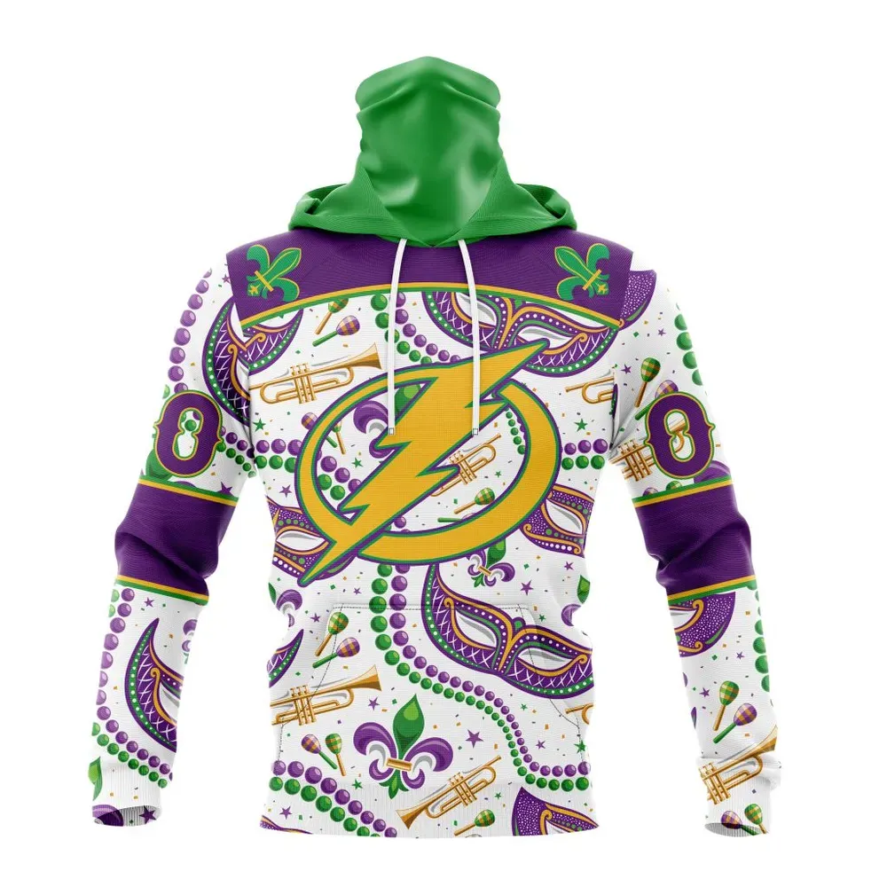 NHL Tampa Bay Lightning Special Mardi Gras Design St2401 Mask Hoodie