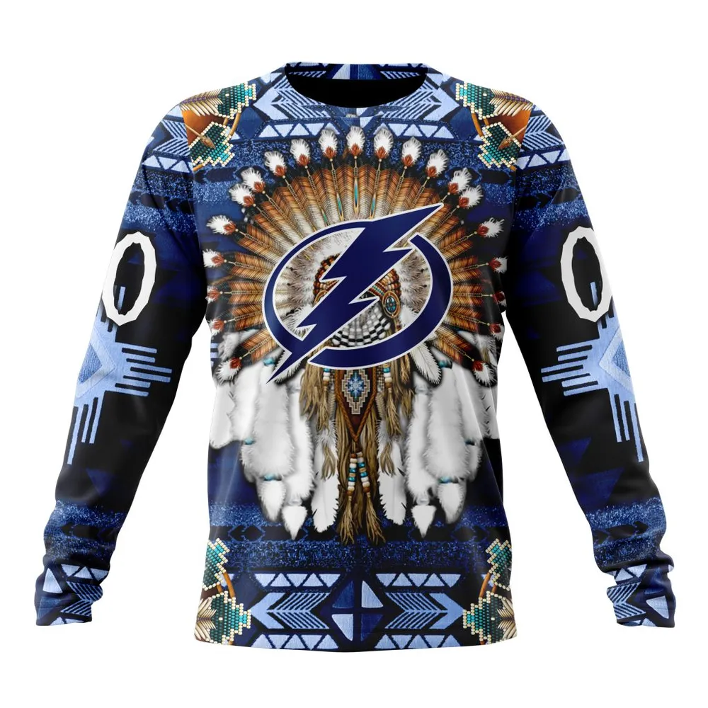 NHL Tampa Bay Lightning Special Native Costume Design St2202 Long Sleeved Sweatshirt 