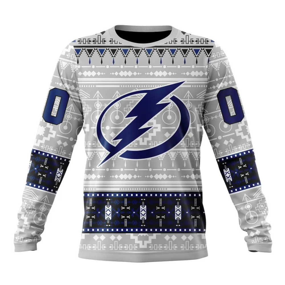 NHL Tampa Bay Lightning Special Native Design St2302 Long Sleeved Sweatshirt 