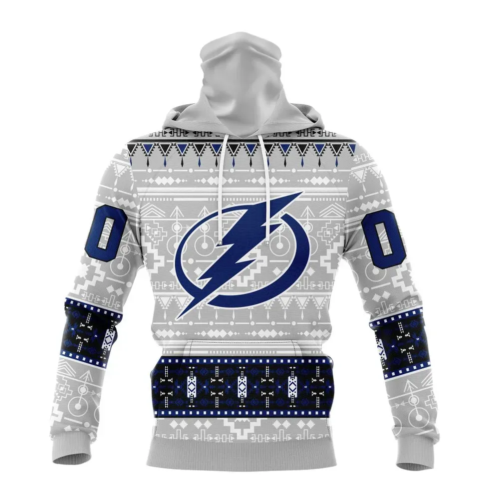 NHL Tampa Bay Lightning Special Native Design St2302 Mask Hoodie