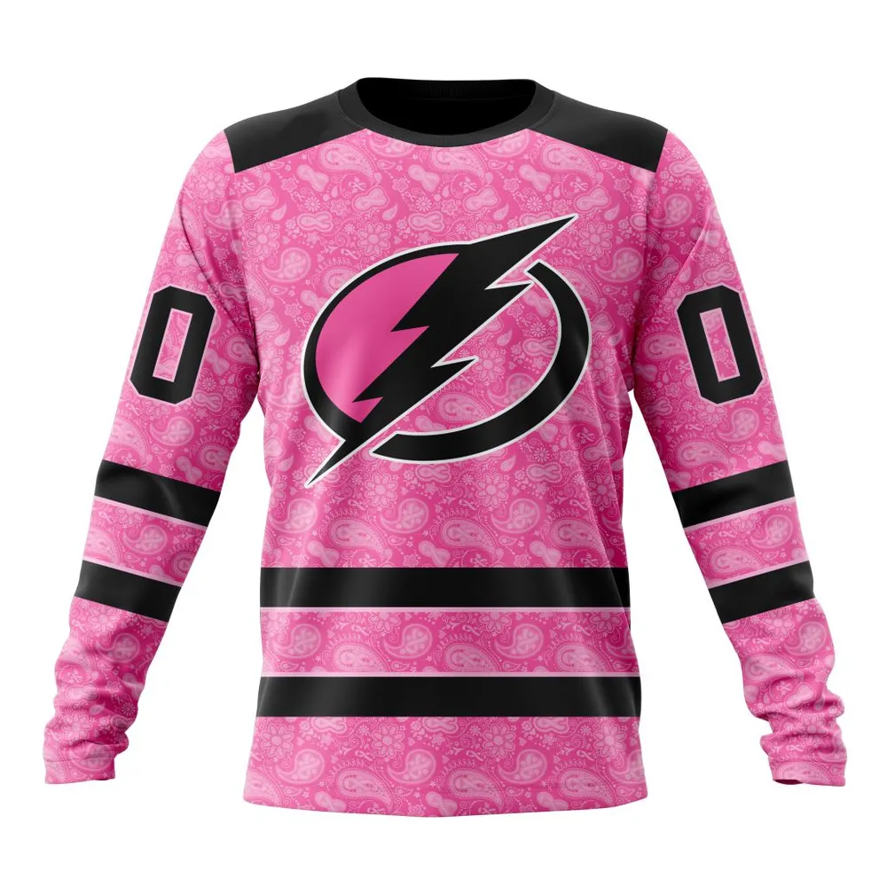 NHL Tampa Bay Lightning Special Pink Fight Breast Cancer St2306 Long Sleeved Sweatshirt 