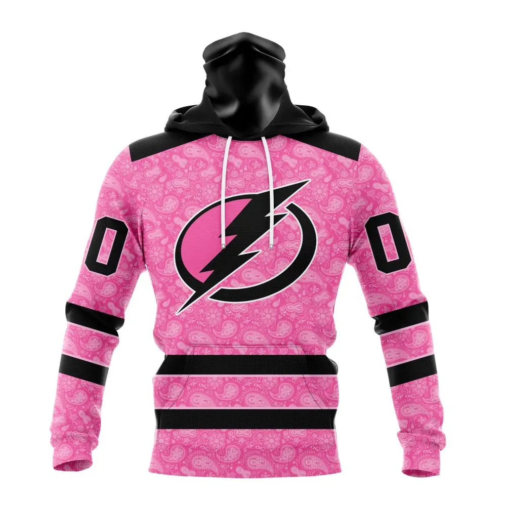 NHL Tampa Bay Lightning Special Pink Fight Breast Cancer St2306 Mask Hoodie