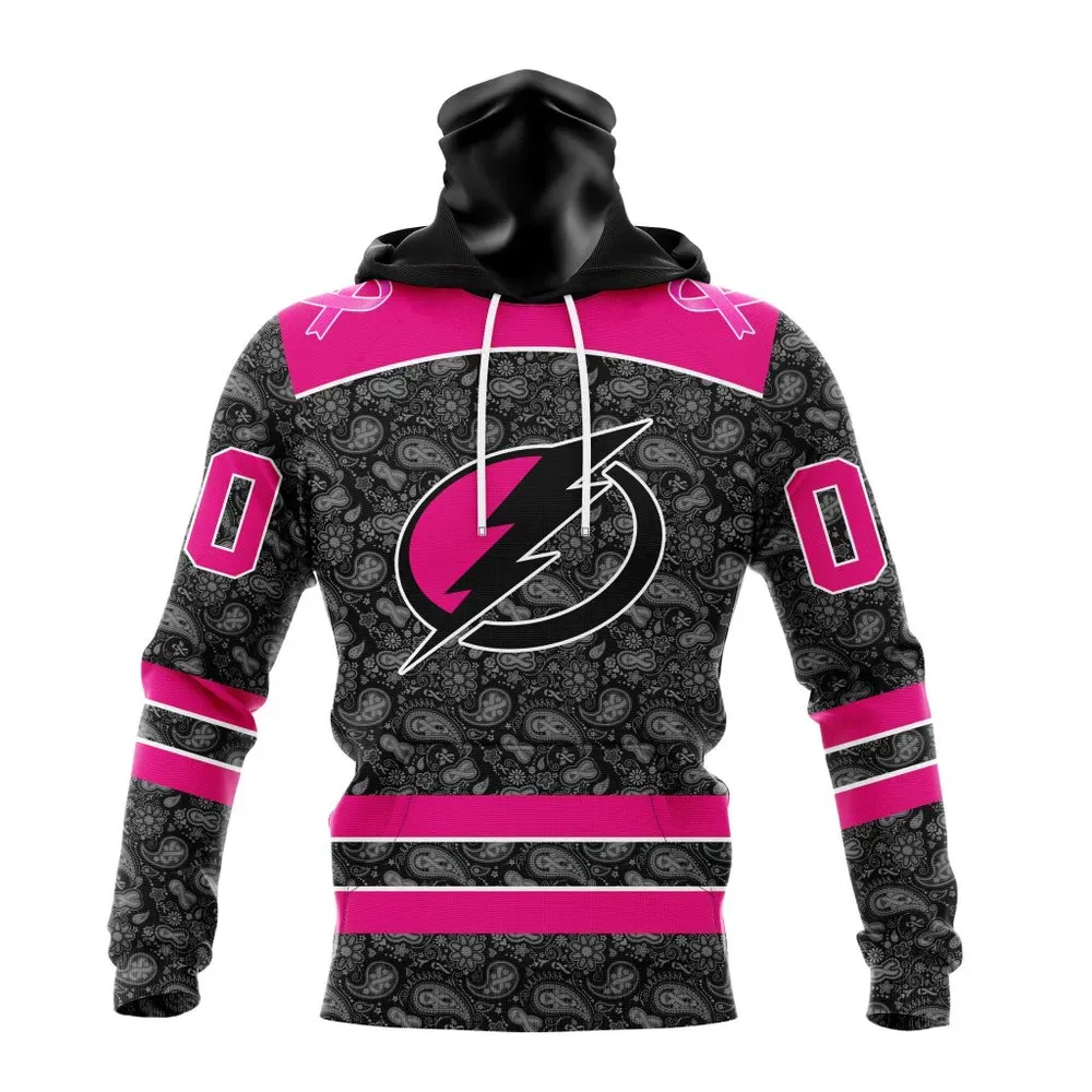 NHL Tampa Bay Lightning Special Pink In The Rink Fight Breast Cancer St2301 Mask Hoodie