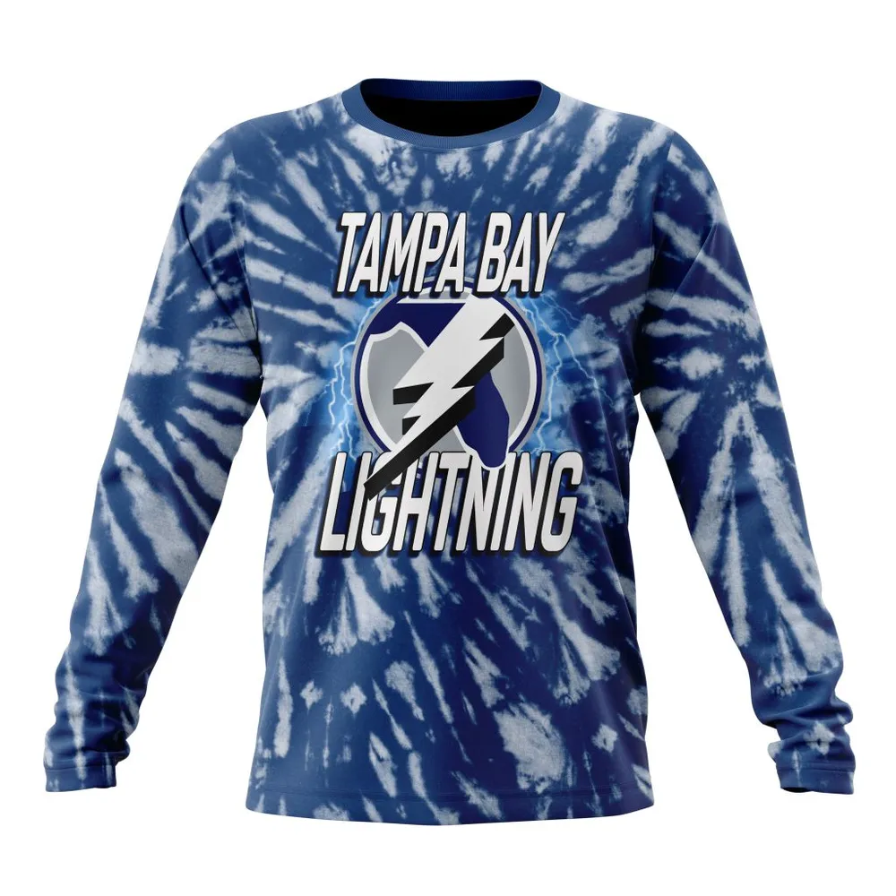 NHL Tampa Bay Lightning Special Retro Vintage Tie Dye St2201 Long Sleeved Sweatshirt 