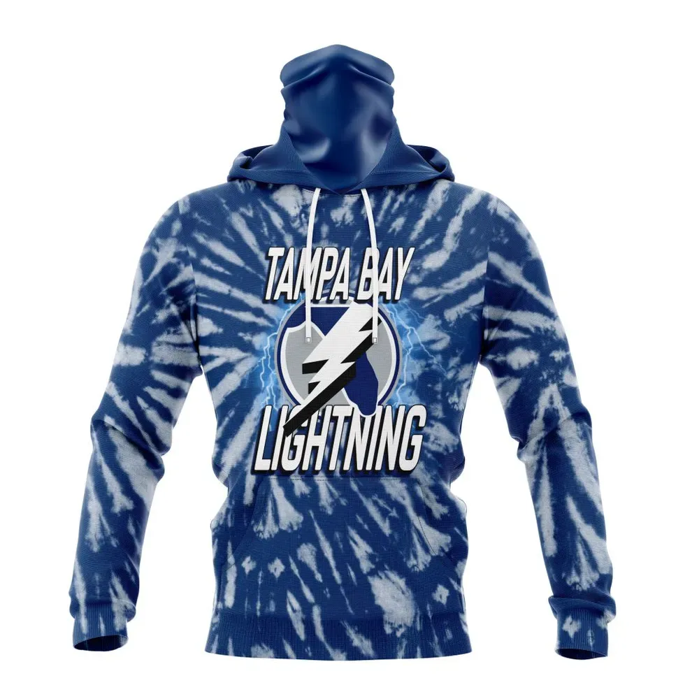 NHL Tampa Bay Lightning Special Retro Vintage Tie Dye St2201 Mask Hoodie