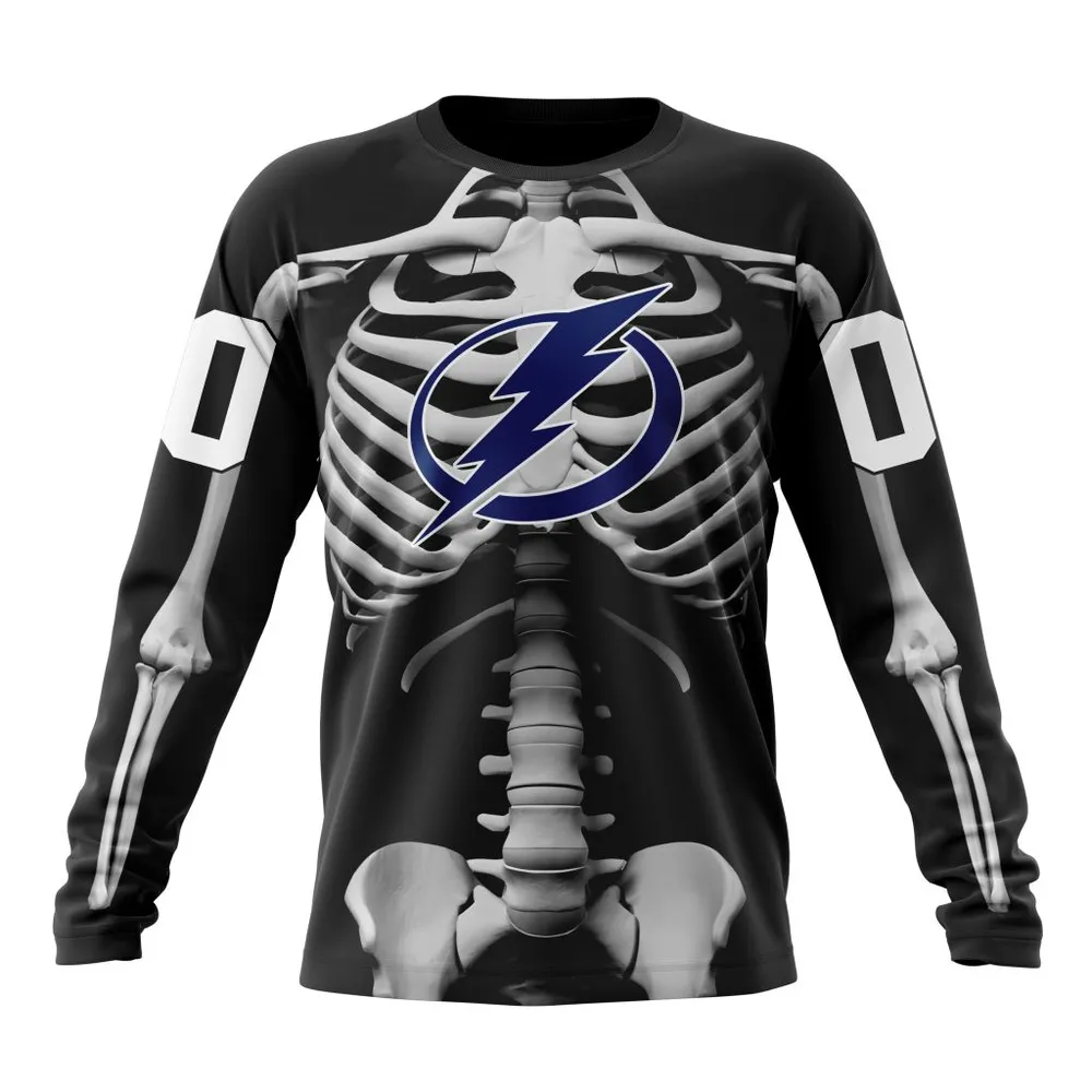 NHL Tampa Bay Lightning Special Skeleton Costume For Halloween St2301 Long Sleeved Sweatshirt 