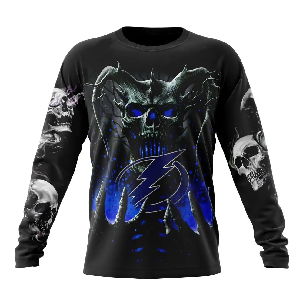 NHL Tampa Bay Lightning Special Skull Art Design St2301 Long Sleeved Sweatshirt 