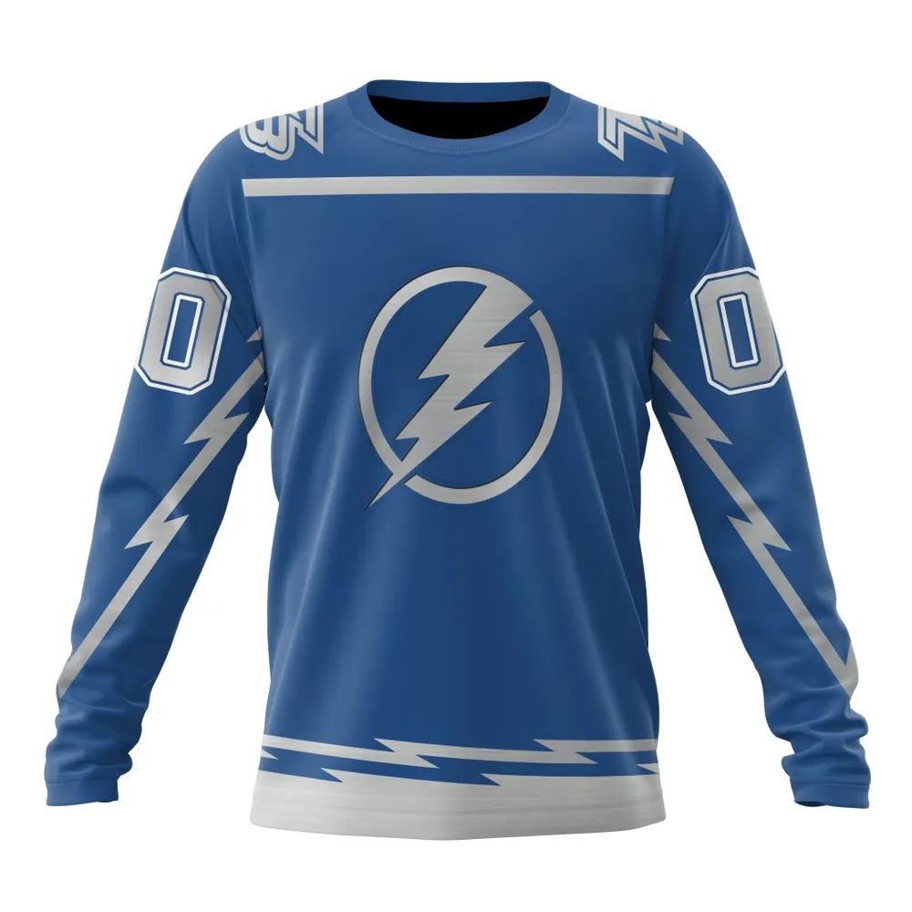 NHL Tampa Bay Lightning Special Two-Tone Design St2401 Long Sleeved Sweatshirt 