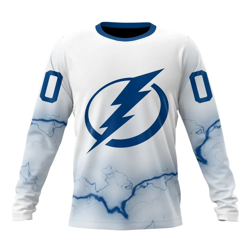 NHL Tampa Bay Lightning Special Whiteout Design St2401 Long Sleeved Sweatshirt 