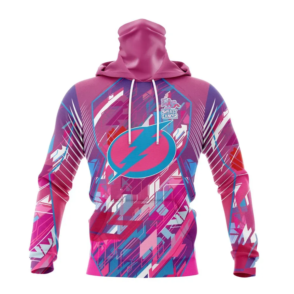 NHL Tampa Bay Lightning | Specialized Design I Pink I Can! Fearless Again Breast Cancer Mask Hoodie