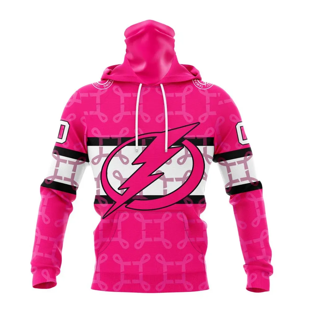 NHL Tampa Bay Lightning | Specialized Design I Pink I Can! In October We Wear Pink Breast Cancer Mask Hoodie