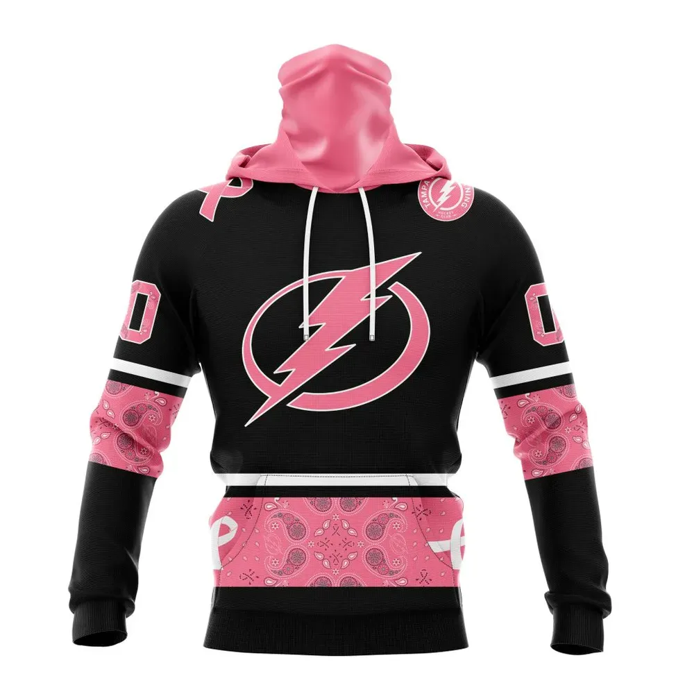 NHL Tampa Bay Lightning | Specialized Design In Classic Style With Paisley! In October We Wear Pink Breast Cancer Mask Hoodie