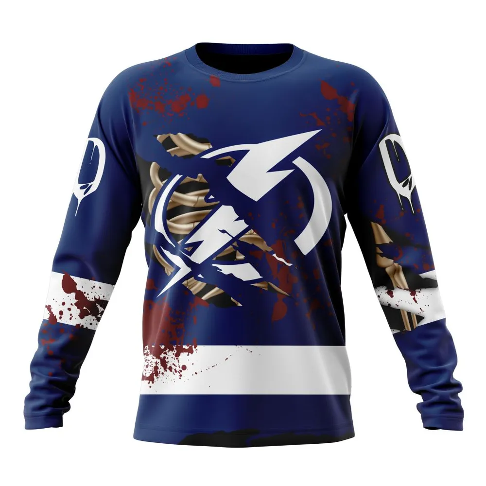 NHL Tampa Bay Lightning | Specialized Design Jersey With Your Ribs For Halloween Long Sleeved Sweatshirt 