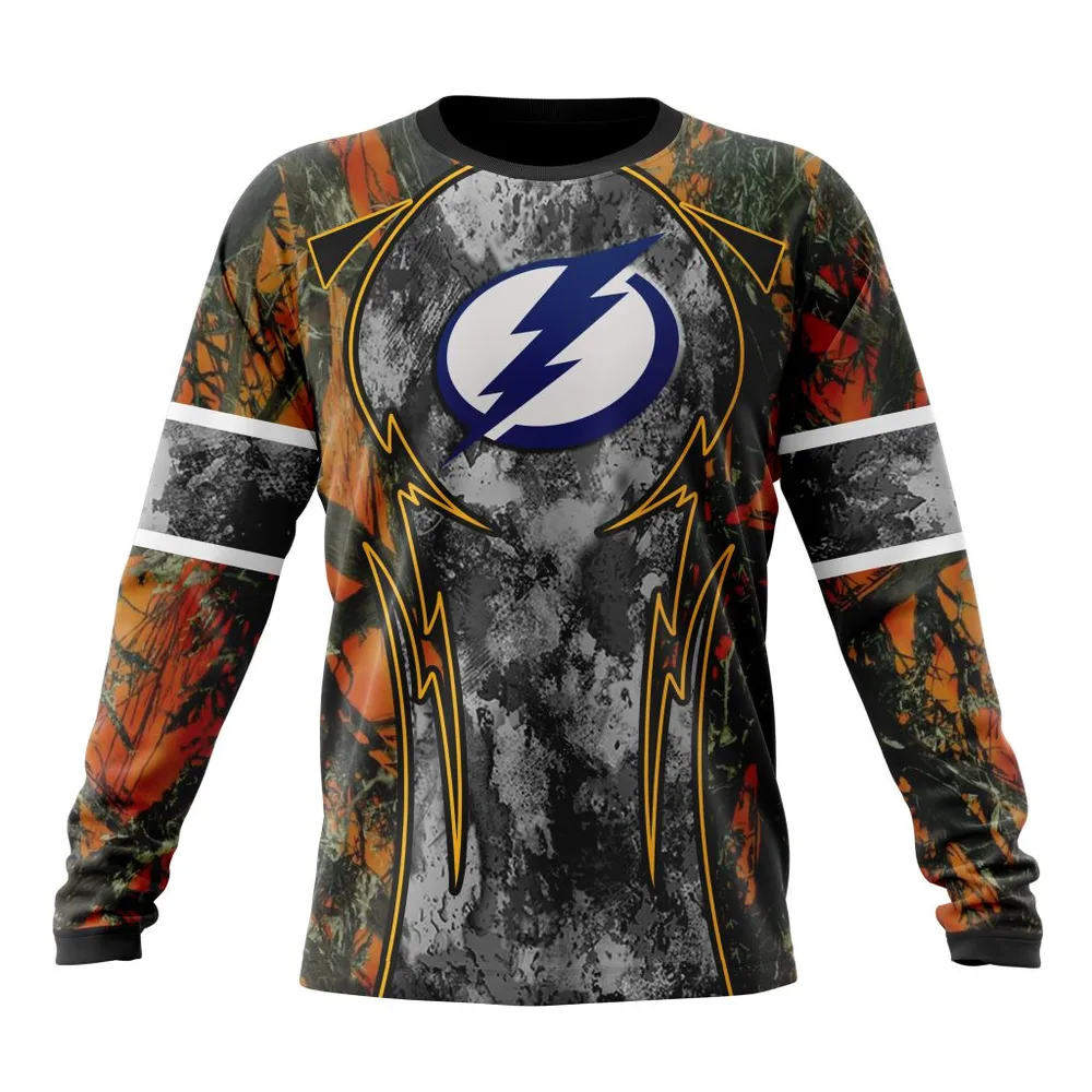 NHL Tampa Bay Lightning | Specialized Design Wih Camo Concepts For Hungting In Forest Long Sleeved Sweatshirt 