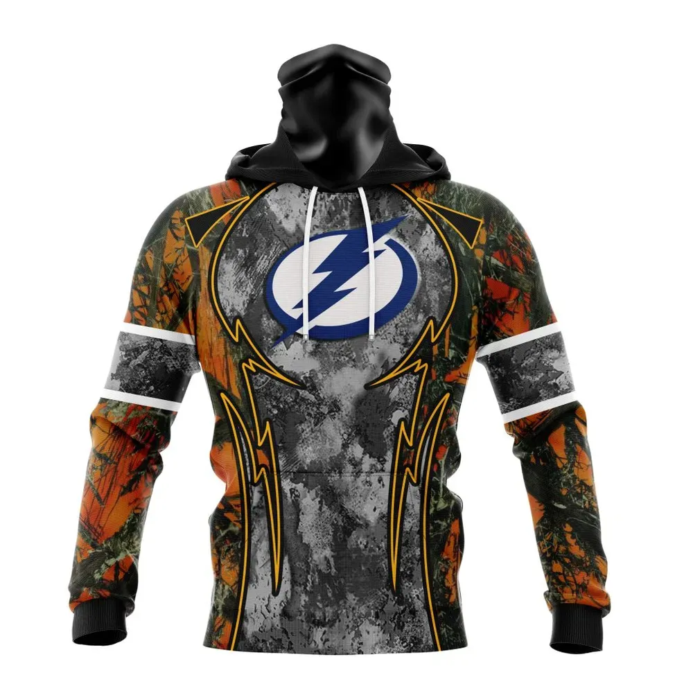 NHL Tampa Bay Lightning | Specialized Design Wih Camo Concepts For Hungting In Forest Mask Hoodie