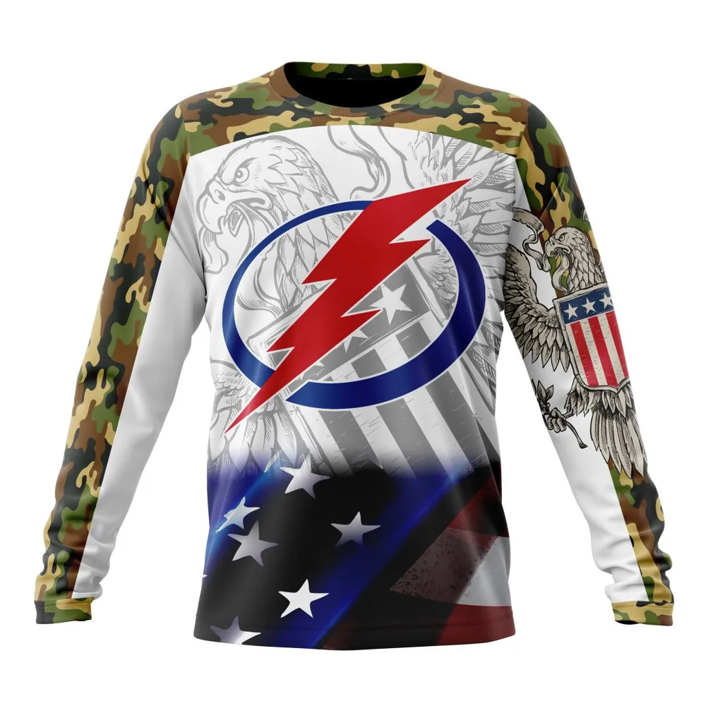 NHL Tampa Bay Lightning | Specialized Design With Our America Flag And Our America Eagle Long Sleeved Sweatshirt 