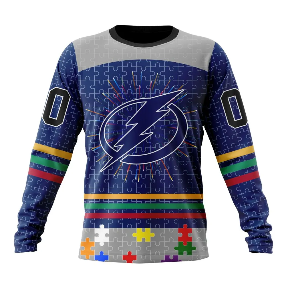 NHL Tampa Bay Lightning | Specialized Fearless Aganst Autism V0122 Long Sleeved Sweatshirt 