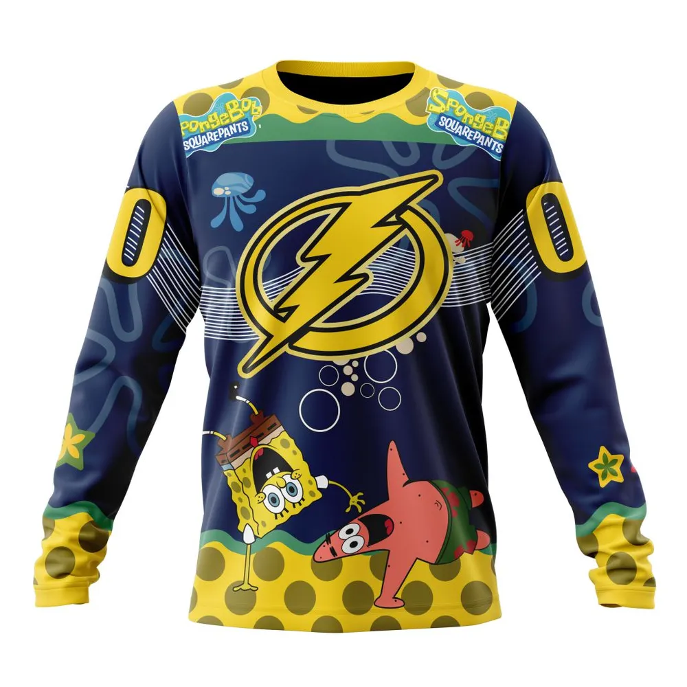 NHL Tampa Bay Lightning | Specialized Jersey With Spongebob Long Sleeved Sweatshirt 