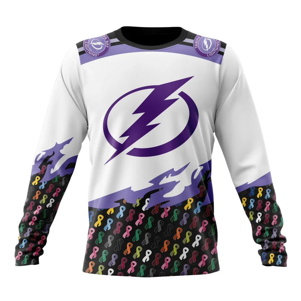 NHL Tampa Bay Lightning | Specialized Kits In October We Stand Together We Can Beat Cancer Long Sleeved Sweatshirt 