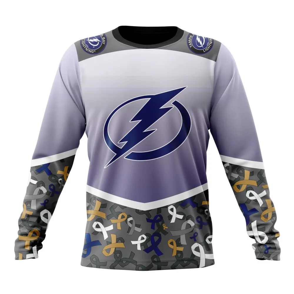 NHL Tampa Bay Lightning | Specialized Sport Fights Again All Cancer V0122 Long Sleeved Sweatshirt 