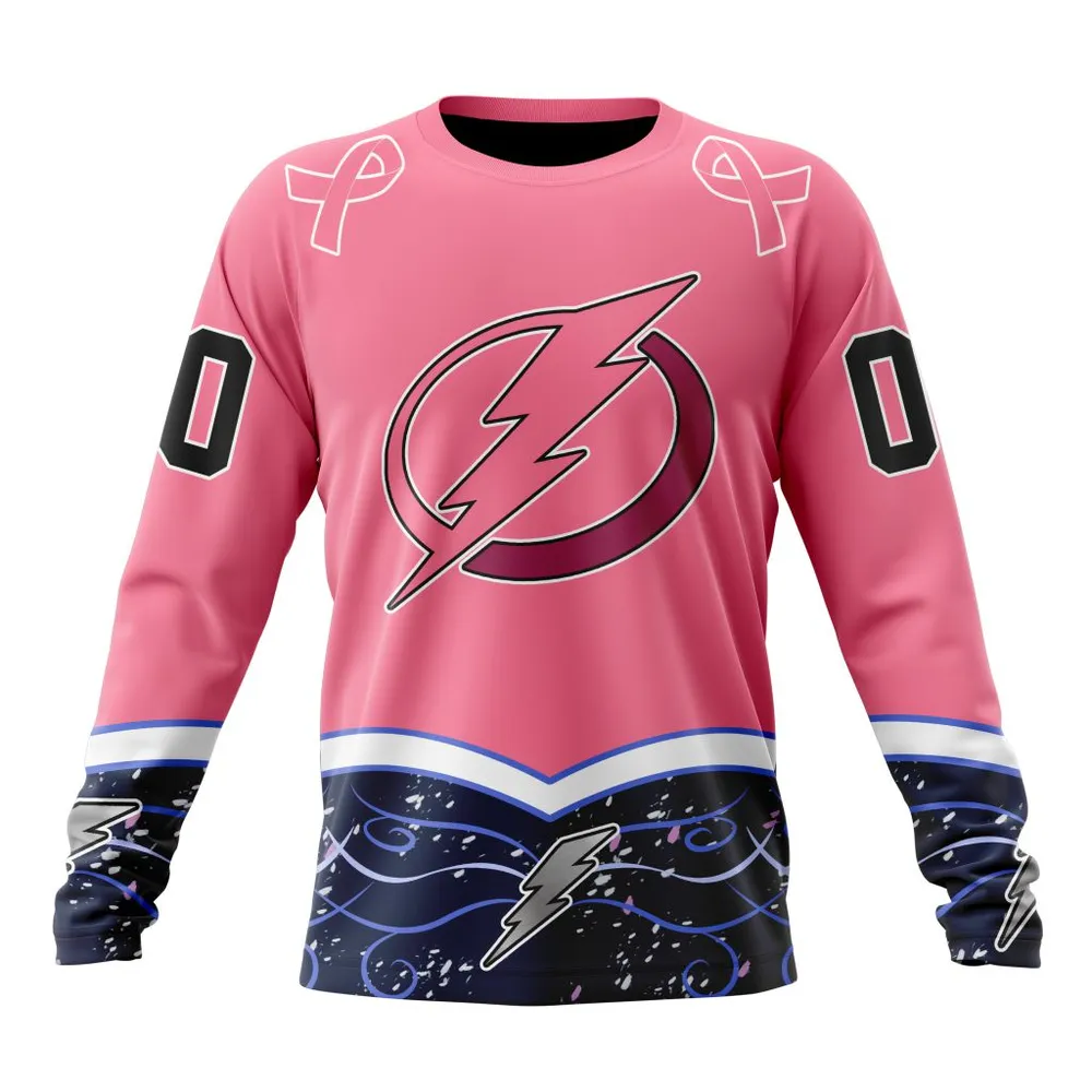 NHL Tampa Bay Lightning | Specialized Unisex For Hockey Fights Cancer Long Sleeved Sweatshirt 