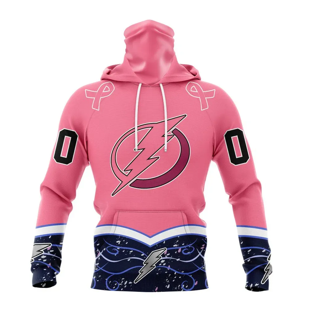 NHL Tampa Bay Lightning | Specialized Unisex For Hockey Fights Cancer Mask Hoodie