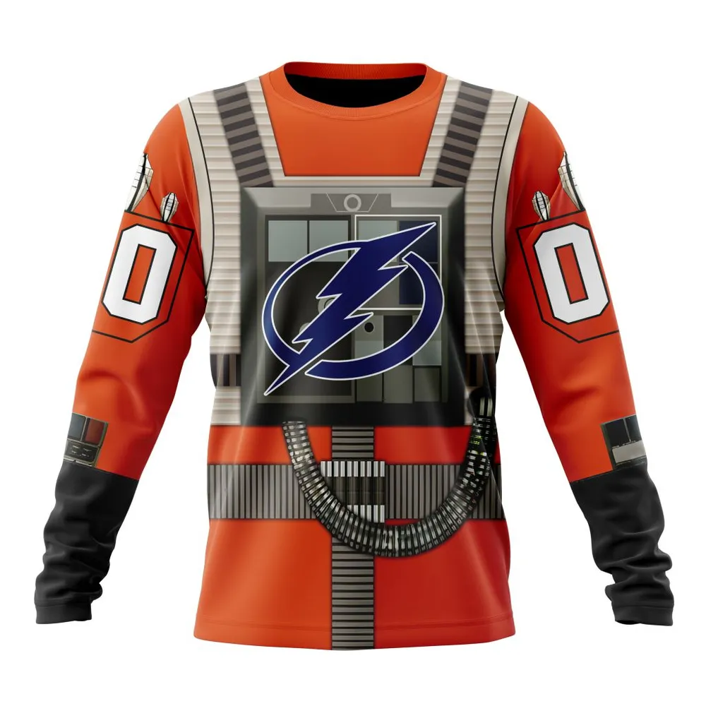 NHL Tampa Bay Lightning Star Wars Rebel Pilot Design St2201 Long Sleeved Sweatshirt 