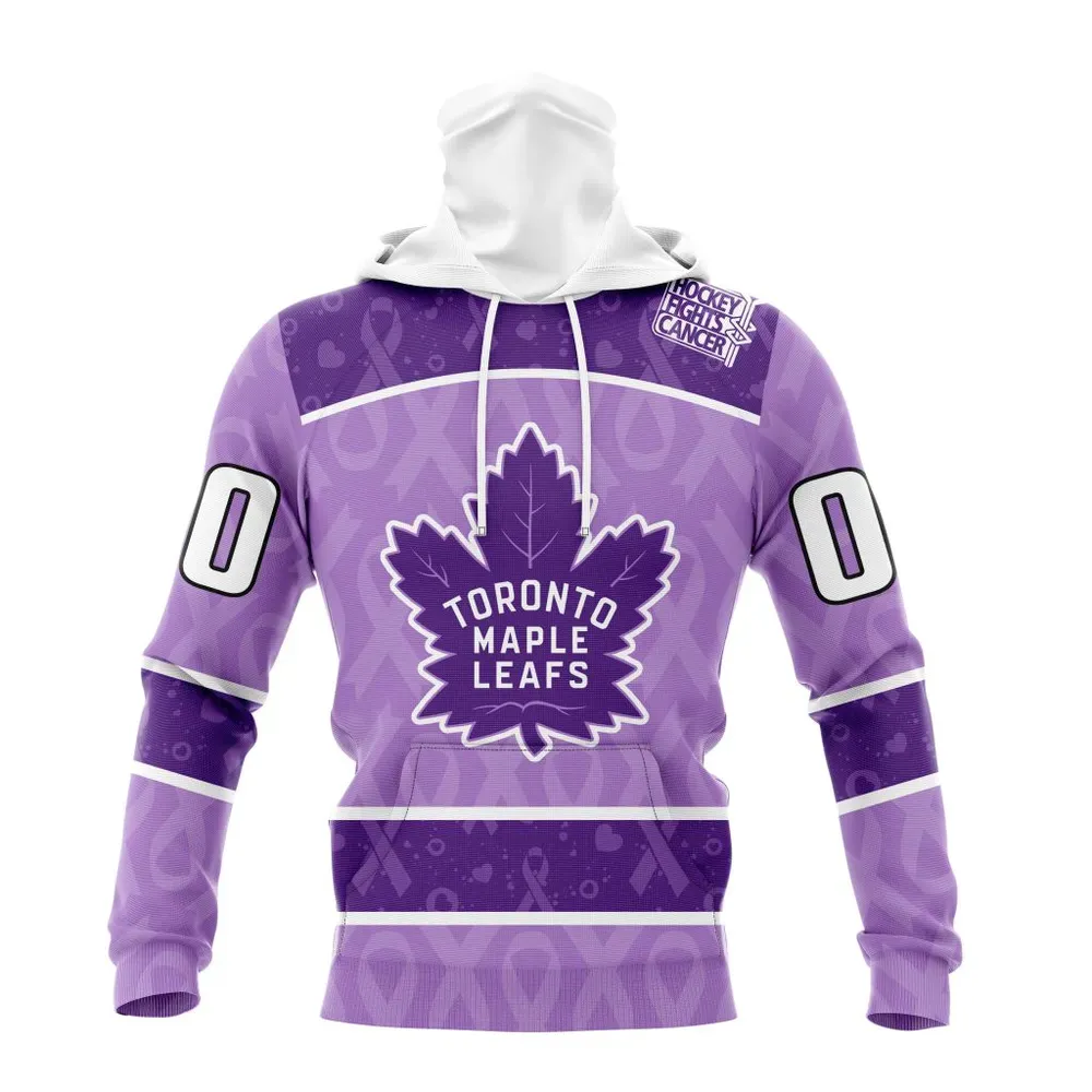 NHL Toronto Maple Leafs New Lavender Hockey Fight Cancer St2301 Mask Hoodie