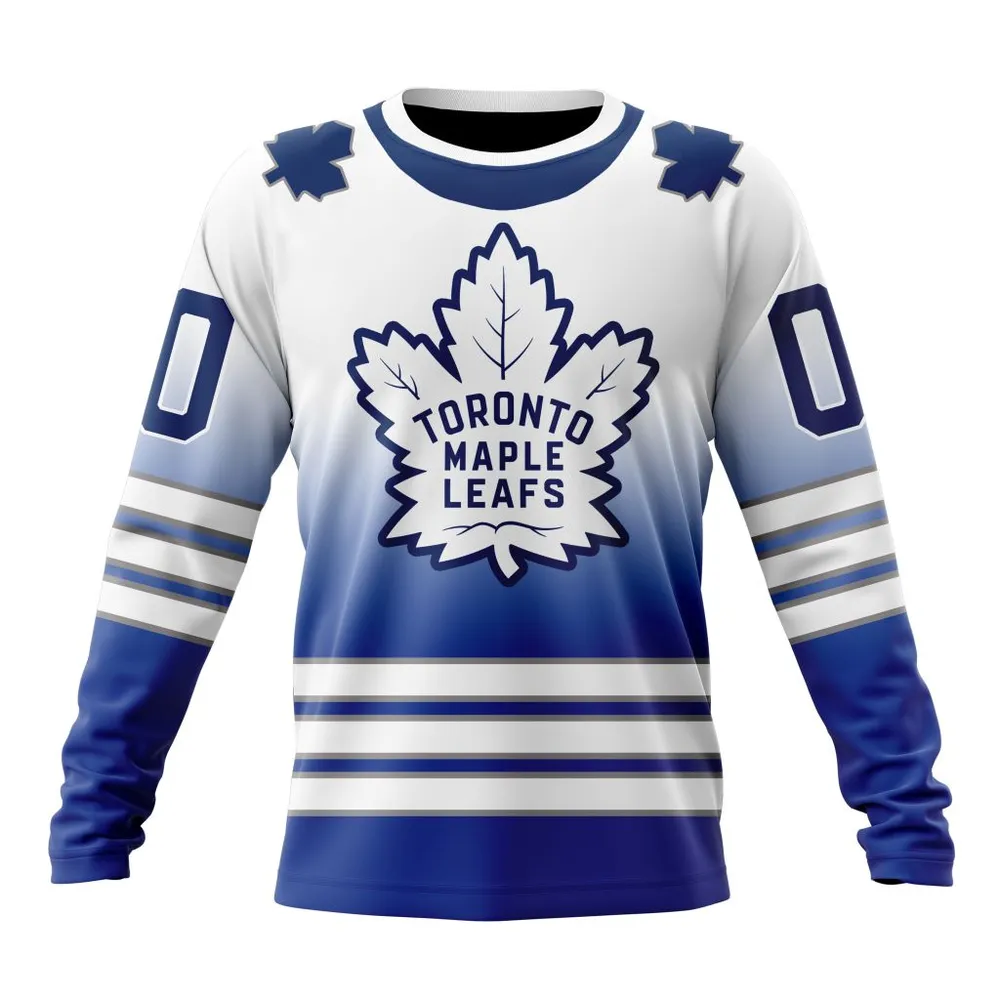 NHL Toronto Maple Leafs Personalize Gradient Series Concept St2301 Long Sleeved Sweatshirt 