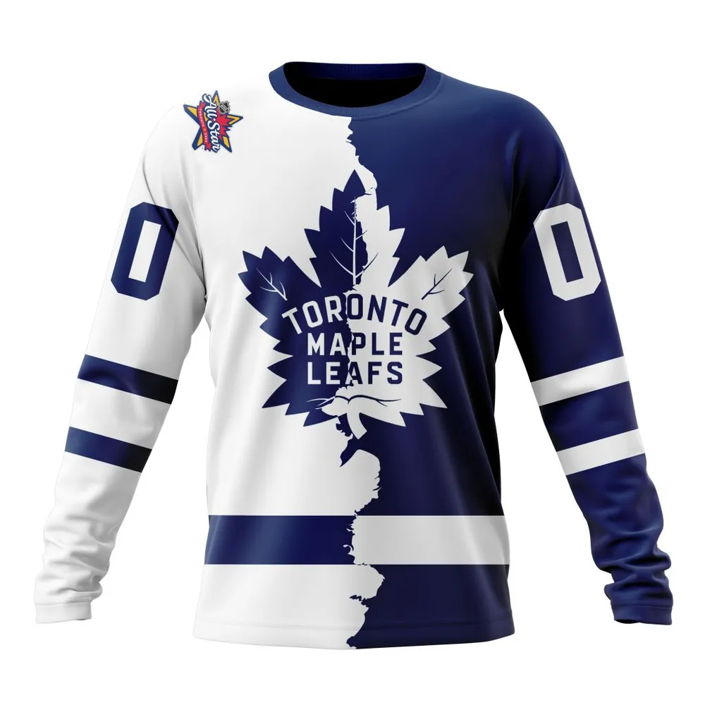 NHL Toronto Maple Leafs Personalize Home Mix Away Kits Long Sleeved Sweatshirt 