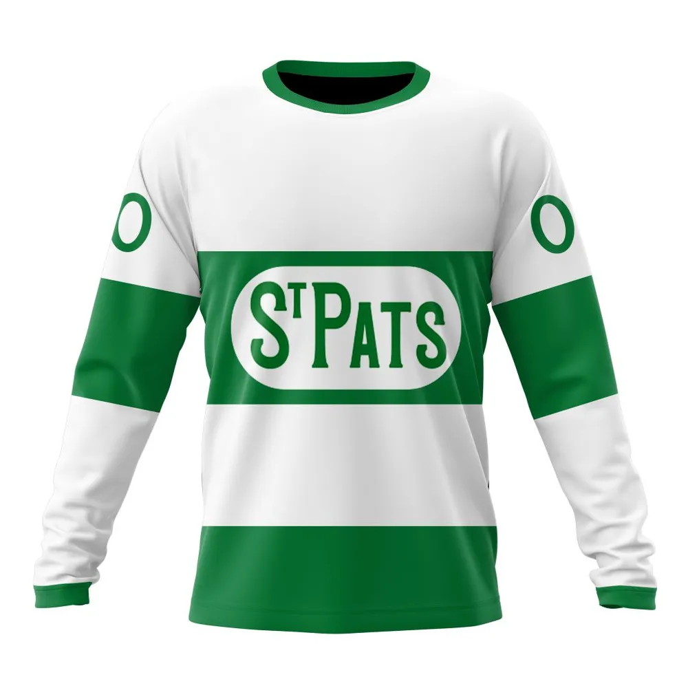 NHL Toronto Maple Leafs Personalize White St. Pats Kits Long Sleeved Sweatshirt 