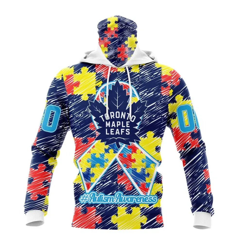 NHL Toronto Maple Leafs Special Autism Awareness Design St2201 Mask Hoodie