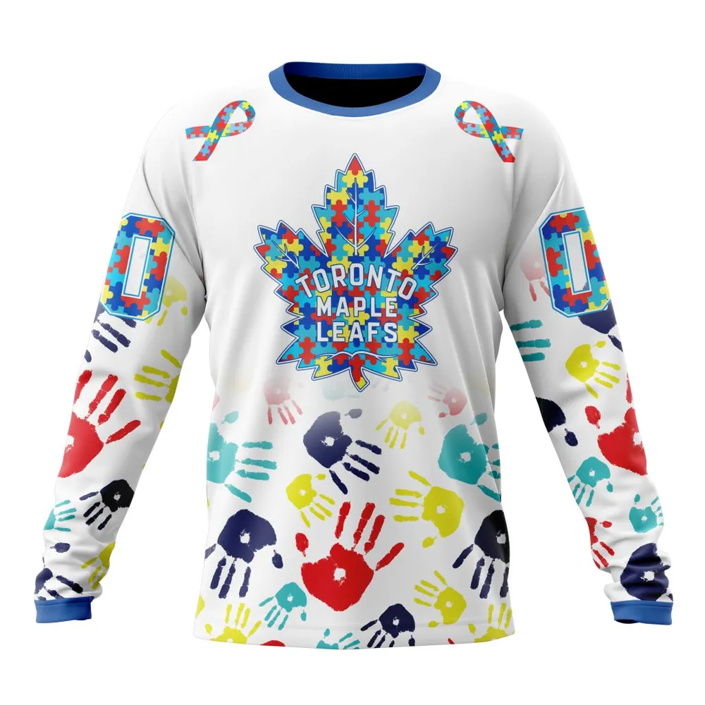 NHL Toronto Maple Leafs Special Autism Awareness Design St2203 Long Sleeved Sweatshirt 