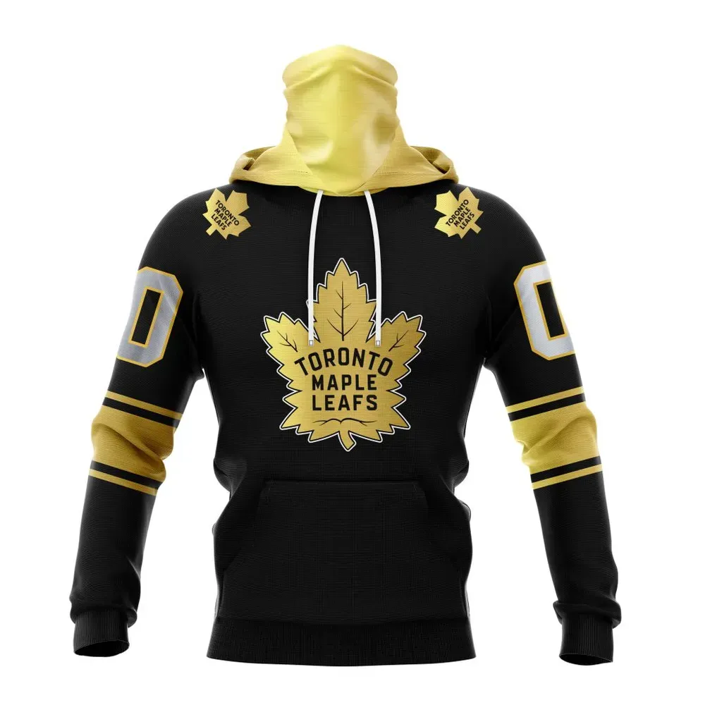 NHL Toronto Maple Leafs Special Black And Gold Design St2401 Mask Hoodie