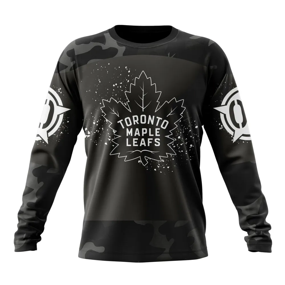 NHL Toronto Maple Leafs Special Black Camo Design For Veterans Day St2304 Long Sleeved Sweatshirt 