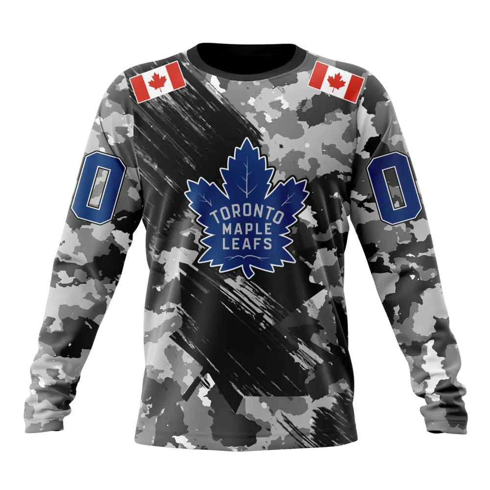 NHL Toronto Maple Leafs Special Camo Armed Forces Design St2301 Long Sleeved Sweatshirt 