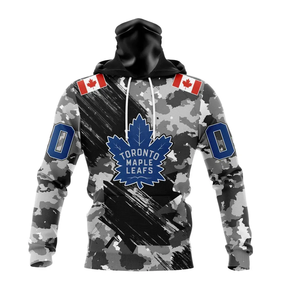 NHL Toronto Maple Leafs Special Camo Armed Forces Design St2301 Mask Hoodie