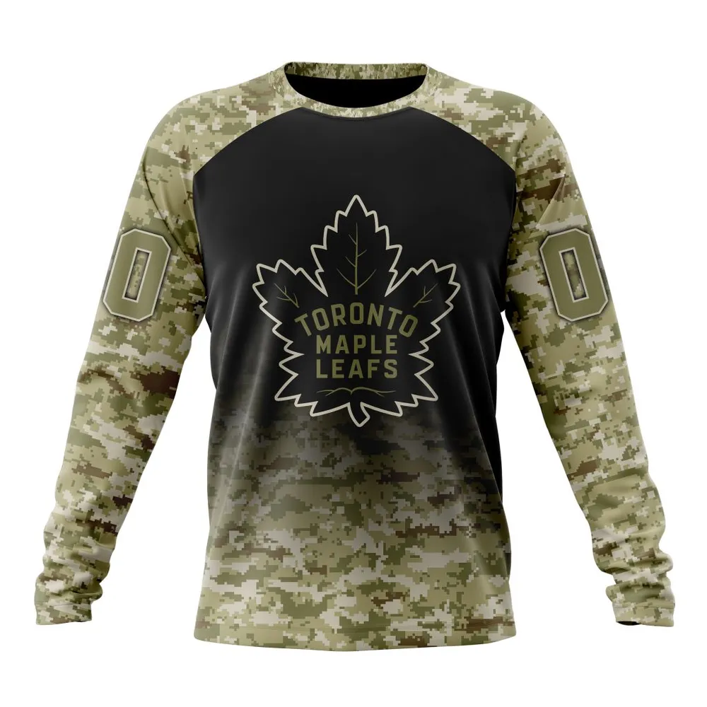 NHL Toronto Maple Leafs Special Camo Design For Remembrance Day St2302 Long Sleeved Sweatshirt 