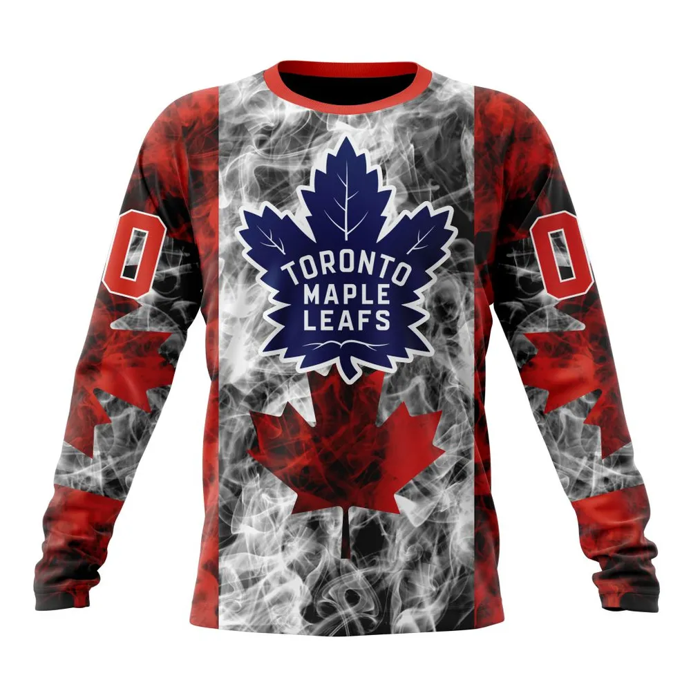 NHL Toronto Maple Leafs Special Design For Canada Day St2401 Long Sleeved Sweatshirt 