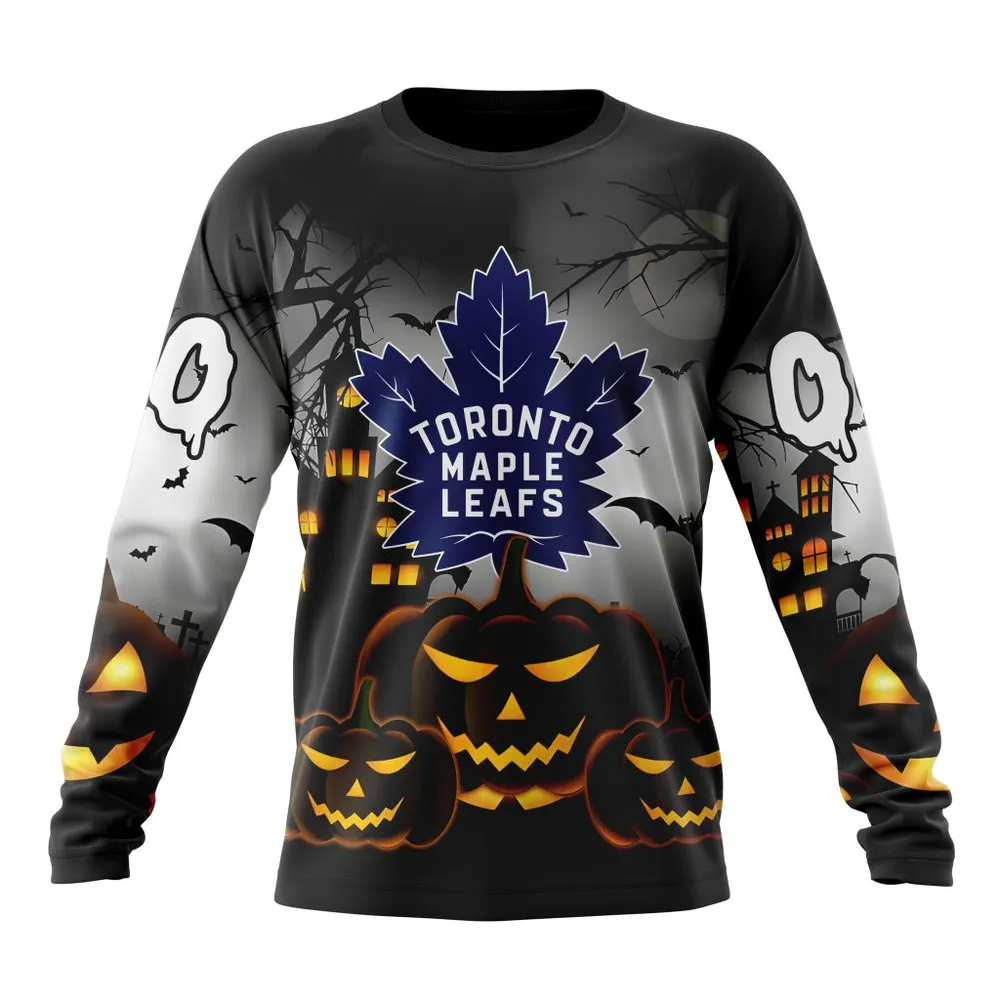 NHL Toronto Maple Leafs Special Design For Halloween St2302 Long Sleeved Sweatshirt 