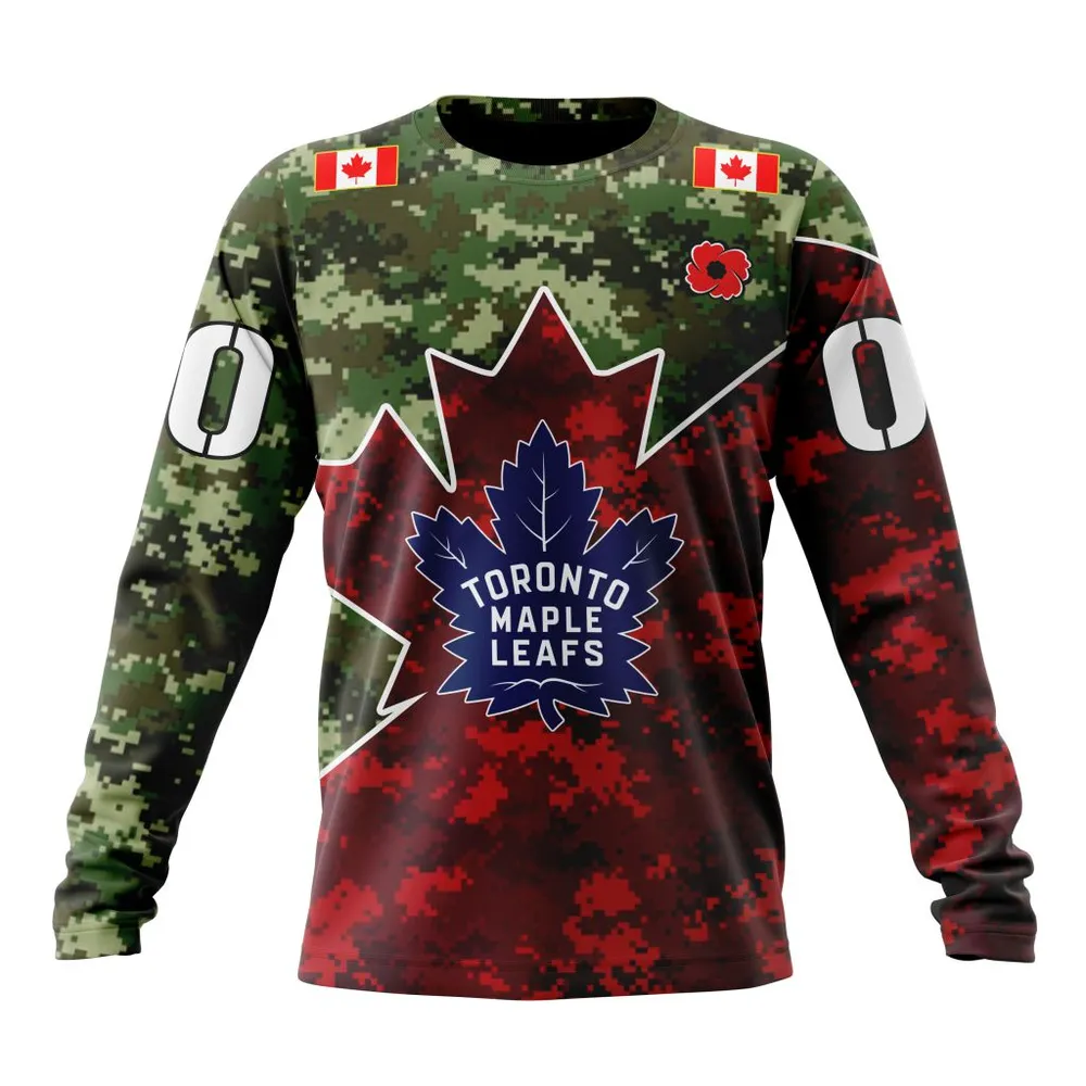 NHL Toronto Maple Leafs Special Design For Remembrance Day St2201 Long Sleeved Sweatshirt 