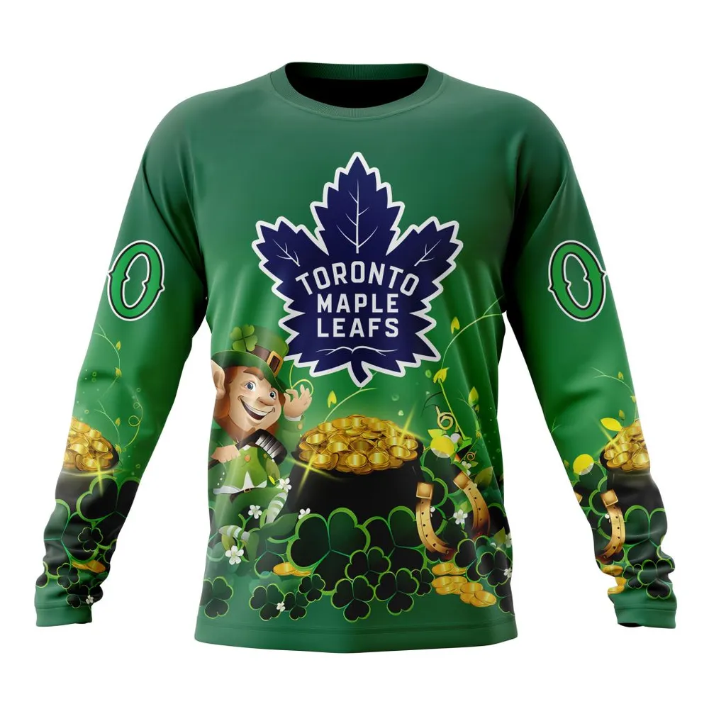 NHL Toronto Maple Leafs Special Design For St. Patrickâ€™S Day St2403 Long Sleeved Sweatshirt 